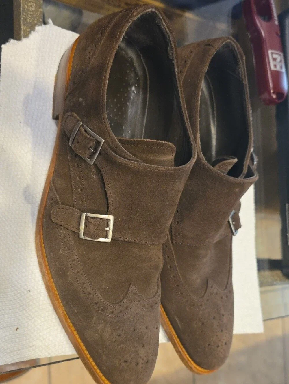 Charles Tyrwhitt Brown Suede Double Monk Strap Shoes
